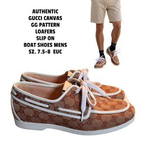 Gucci | Shoes | Gucci White Leather Loafers With Green And  display picture 1